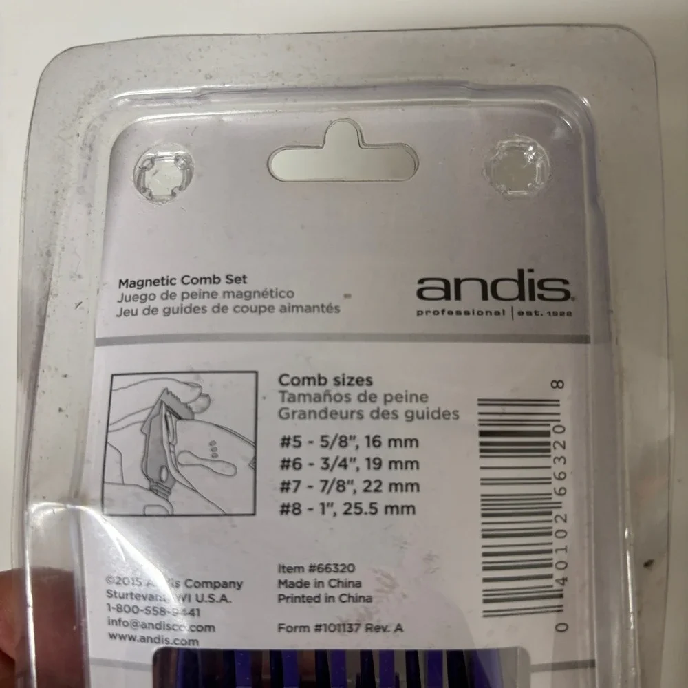 Andis Professional Magnetic Comb‎ Set Purple 4 Piece Item 66320 Fits MBA ML US-1